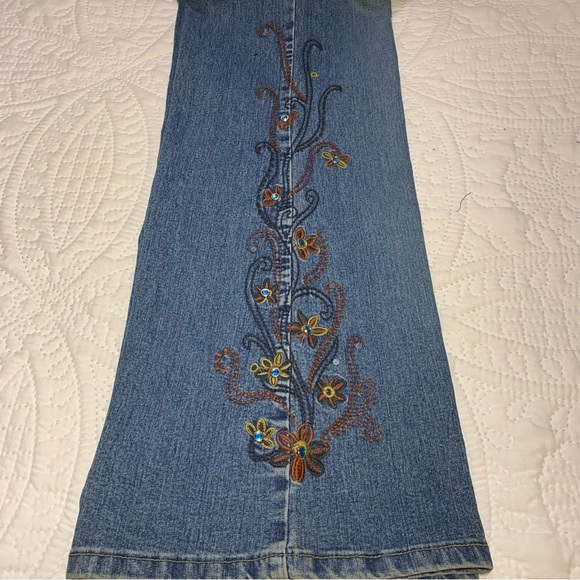 Vintage Y2K Wild Secret Jeans Embroidered Rhinestones Flared Size 11 - Picture 5 of 16